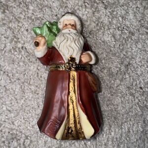 Santa Museum Of American Folk Art 1997 Christmas Trinket Box Figurine Enesco 6.5